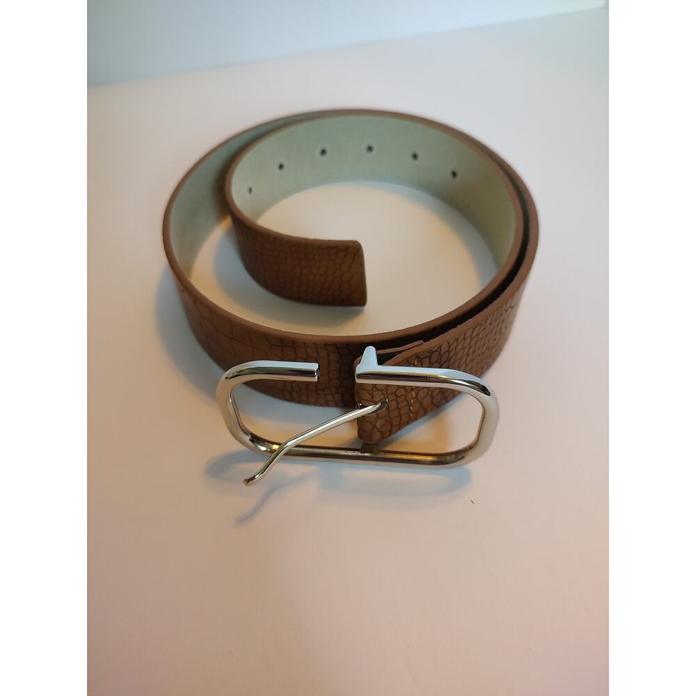 White House Black Market Women's 1.5" Wide Belt Size XXS Tan Snake Skin Look